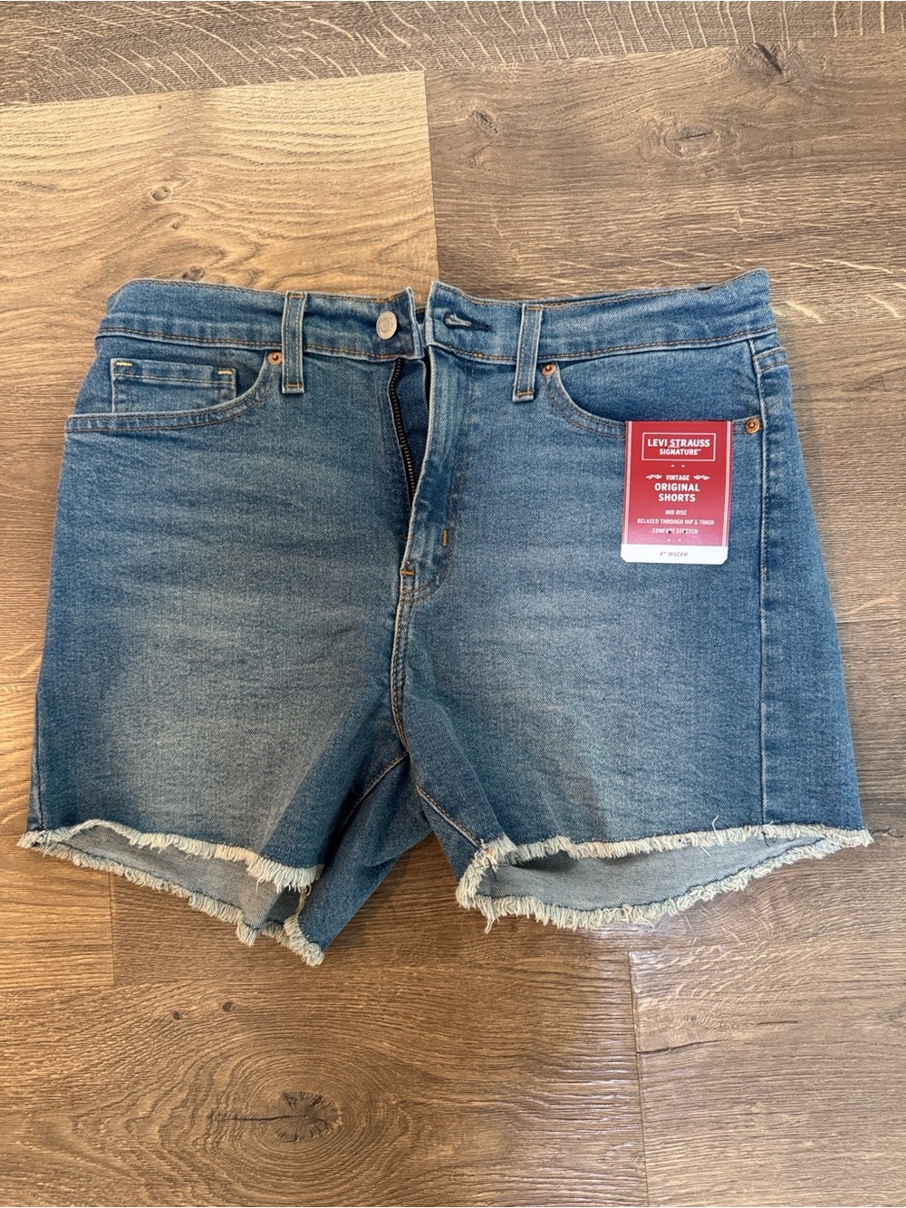 Levi's Women's Medium Blue Denim Frayed Hem Shorts